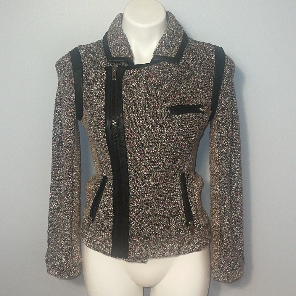 rag & bone Barneys NY Co-Op Heather Gray Jacket Blazer Black Zipper detailing.